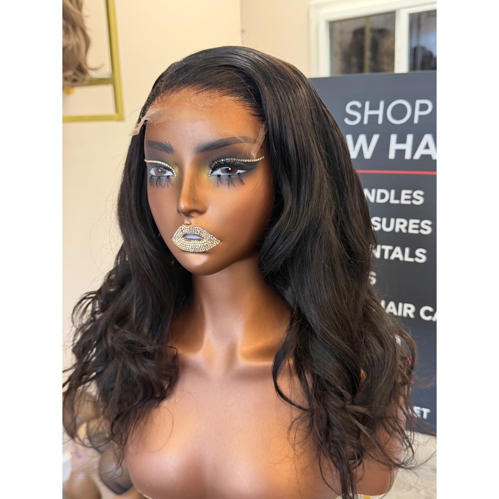 14" Virgin Brazilian Straight Natural Black HD 5*5 Lace Closure Wig - Picture 3 of 3
